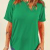 Women's Bright Green Casual Plain Crew Neck Tee for Everyday Wear - Image 2
