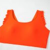 Women's Plus Size Orange Ruffled Trim Knotted High Waist Bikini Set - Image 15