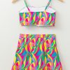 Women's Multicolour Abstract Print Textured Spaghetti Strap High Waist Bikini Set - Bohemian Style - Image 14