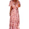 Women's Pink Abstract Printed Flutter Sleeve Maxi Dress with Daring Cutouts - Image 16