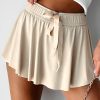 Women's Beige Drawstring High Waist Lined Tennis Skorts - Stylish and Comfortable for Active Wear - Image 2