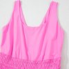 Chic Sachet Pink Sleeveless Cinched Waist Romper with Loop Drawstring - Image 14