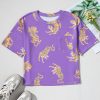 Women's Purple Allover Tiger Print Loose T-Shirt with Patch Pocket - Image 4