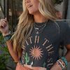 Women's Dark Grey 'RISE WITH THE SUN' Western Fashion Graphic Tee - Image 6