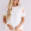 Women's White Rainbow Striped T-Shirt and Drawstring Shorts Set - Image 6