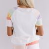 Women's White Rainbow Striped T-Shirt and Drawstring Shorts Set - Image 2