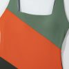 Women's Duffel Green Color Block Padded Square Neck One Piece Swimsuit - Image 25