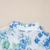 Women's Sky Blue Floral Print Ruffle Sleeve Button Up Shirt for Elegant Style - Image 7