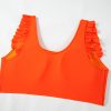 Women's Plus Size Orange Ruffled Trim Knotted High Waist Bikini Set - Image 21