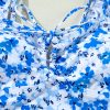 Women's Blue Floral Ruffled Strap Lace-Up Hollow Out One Piece Swimsuit - Image 22