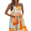 Women's Orange Seashell Patchwork Print Self-Tie Flowy Sundress for Summer Adventures - Image 23