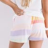 Women's White Rainbow Striped T-Shirt and Drawstring Shorts Set - Image 9