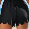 Women's Black Scalloped Trim Beach Shorts - Chic and Casual Swimwear - Image 3