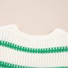 Trendy Bright Green Striped Round Neck Casual Sweater Vest for Women - Image 10