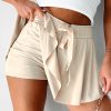 Women's Beige Drawstring High Waist Lined Tennis Skorts - Stylish and Comfortable for Active Wear - Image 9