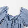 Women's Myosotis Bubble Sleeve Square Neck Denim Babydoll Dress - Playful & Chic - Image 22