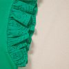 Women's Dark Green Embroidered Ruffled Sleeve Slim Fit Crew Neck Top - Image 11