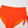 Women's Plus Size Orange Ruffled Trim Knotted High Waist Bikini Set - Image 20