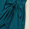 Elegant Sea Green Adjustable Straps Cutout Ruched Knot Slit One Piece Swim Dress - Image 9