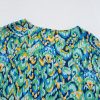 Women's Green Abstract Print V Neck Half Sleeve Tunic Blouse - Bohemian Style - Image 17