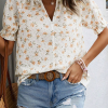 Women's White Floral Eyelet Embroidered Puff Sleeve Notch V Neck Blouse - Elegant Summer Top - Image 6