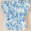 Women's Sky Blue Floral Print Ruffle Sleeve Button Up Shirt for Elegant Style - Image 6