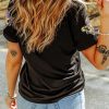Women's Black Mardi Gras Sequin Fleur de Lis Graphic T-Shirt for Celebrations - Image 3