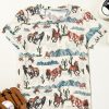 Women's Beige Western Mustang River Printed Mesh T-Shirt for Summer - Image 6