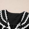 Women's Black Contrast Ricrac Trim Short Sleeve V Neck Mini Dress - Chic Summer Style - Image 8