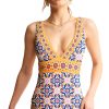 Women's Yellow Floral Print V Neck One Piece Swimsuit - Bohemian Style Monokini - Image 26