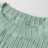 Women's Moonlight Jade Flutter Sleeve Top - Elegant Textured Knit Blouse - Image 6