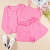 Women's Bonbon Pink Delicate Texture 3-Piece Cropped Cami, Shorts & Cardigan Lounge Set - Image 9