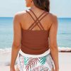 Mineral Red Drawstring Tummy Control 2-Piece Tankini Swimsuit with Floral Shorts - Image 20