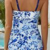 Women's Blue Cutout Ruffled Spaghetti Strap One-Piece Swimwear – Bohemian Style with Adjustable Straps - Image 2