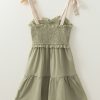 Chic Laurel Green Smocked Bodice A-Line Ruffled Mini Dress with Self-Tie Straps - Image 6