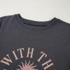 Women's Dark Grey 'RISE WITH THE SUN' Western Fashion Graphic Tee - Image 9