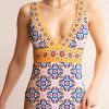 Women's Yellow Floral Print V Neck One Piece Swimsuit - Bohemian Style Monokini - Image 12