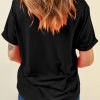 Women's Black Mardi Gras Chenille Patched Graphic Tee - Festive and Comfortable - Image 6