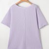 Plus Size Women's Orchid Petal Waffle Knit Short Sleeve Top with Patched Pocket - Image 15