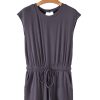 Women's Bristol Black Knit Open Back Drawstring Romper with Cap Sleeves - Image 23