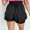 Women's Black Elastic High Waist Pocketed Casual Shorts for Summer - Image 2