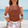 Mineral Red Drawstring Tummy Control 2-Piece Tankini Swimsuit with Floral Shorts - Image 21