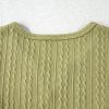 Women's Spinach Green Textured Knit Slim Fit Notch V Neck T-Shirt - Elegant Casual Style - Image 10