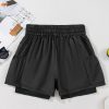 Women's Black Elastic High Waist Pocketed Casual Shorts for Summer - Image 6