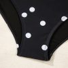 Women's Plus Size Black Polka Dot Trim V Neck Swim Dress - Elegant Colorblock Design - Image 9