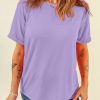 Women's Wisteria Casual Plain Crew Neck Tee - Soft & Breathable Summer Top - Image 3