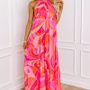 Women's Rose Abstract Printed High Neck Knotted Nape Sleeveless Maxi Dress - Image 10