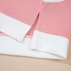 Women's Pink Textured Colorblock Patchwork Tee and High-Waist Shorts Set - Image 16