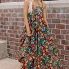 Women's Black Boho Floral Print Sleeveless High Waist Maxi Dress for Summer - Image 12