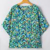 Women's Green Abstract Print V Neck Half Sleeve Tunic Blouse - Bohemian Style - Image 14